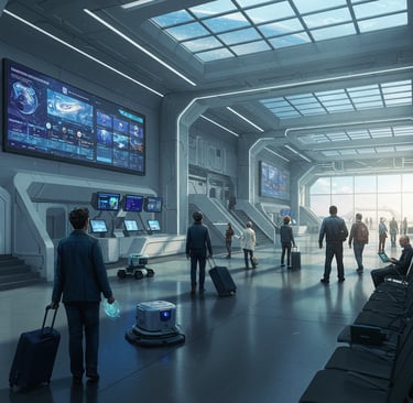 Futuristic departure lounge
