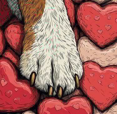 dog paw on heart cookies