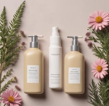 a bottle of lotion and a bottle of lotion on a pink background