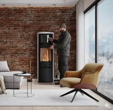 ramoneur qui diagnostique une poêle à bois