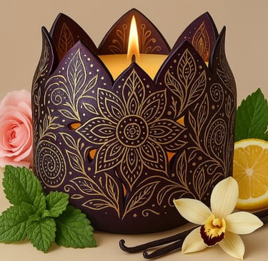 Designer Glass scented candle with lemon fresh node