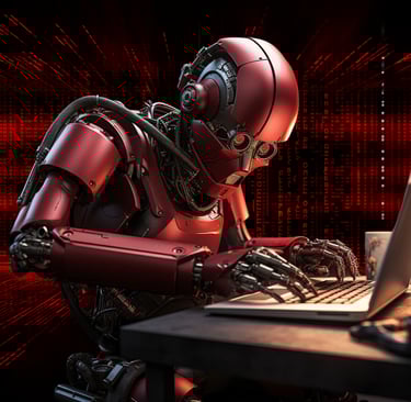 red-robot-matrix-background