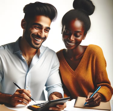 a couple using mortgage calculator 