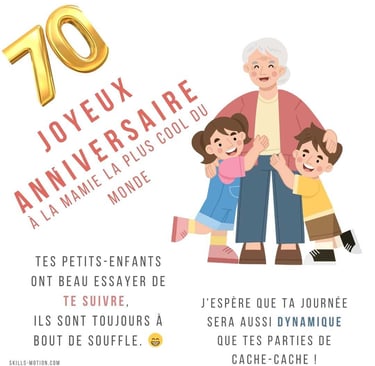 carte de joyeux anniversaire avec humour pour une femme de 70 ans