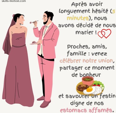 carte invitation repas mariage humour