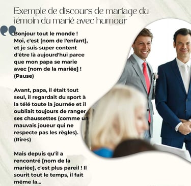 Exemple de discours de mariage du temoin du mareé avec humour
