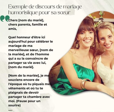 Exemple de discours de mariage humoristique pour sa sœur