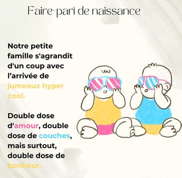 faire-part de naissance jumeaux humour