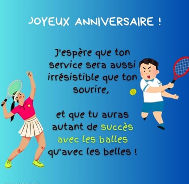 image voeux joyeux anniversaire tennis humour