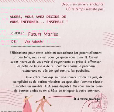 lettre felicitation mariage humour