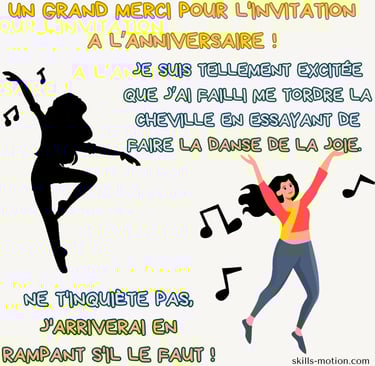 reponse invitation anniversaire humoristique