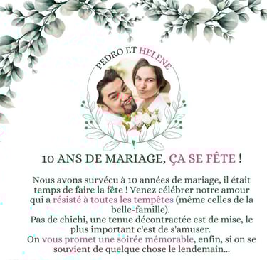 texte invitation anniversaire de mariage 10 ans humour