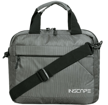 soft fabric office laptop bag with a logo on the side and with shoulder strap