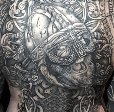 full back viking tattoo Berserker