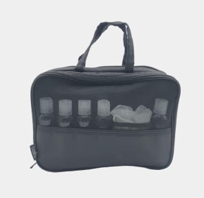 A functional and well-structured toiletry bag for travel essentials.