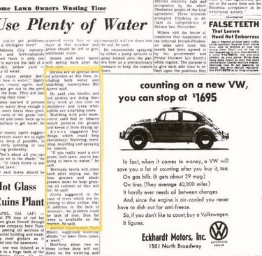 Newspaper clipping from Oklahoma City Times May 10, 1965