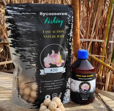 bolsa de boilies y booster de ajo