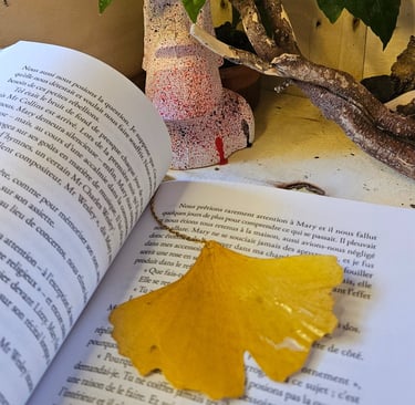 Marque page en véritable feuille de Ginko.