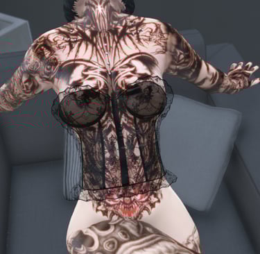 Sensual top for female mp in fivem, black color woman posing tattooed