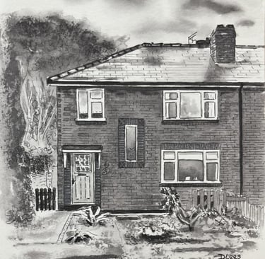 Watercolour of a house in Knutsford