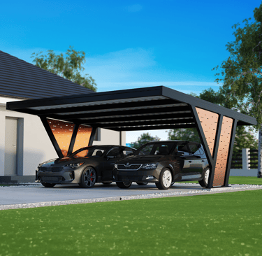Nowoczesny stalowy carport samochodowy dwustanowiskowy
