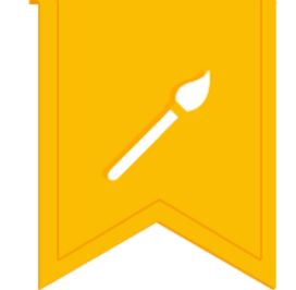 a yellow banner with a paintbrush and a paintbrush
