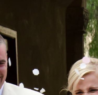 newly weds walking out of church