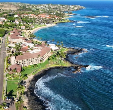 aerial view of poipu beach kauai