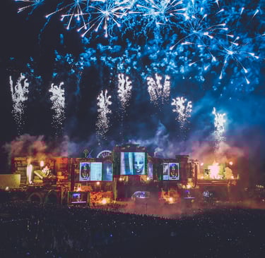 music festival with fireworks