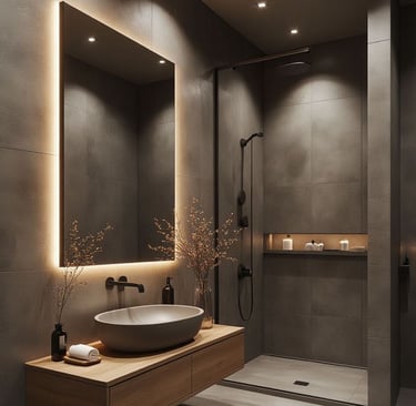 Estetik detaylara sahip banyo tasarımı çalışması