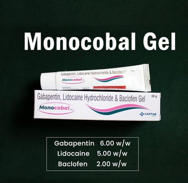 Pain Relieving Gel - Gabapentin, Lidocaine, Baclofen for Neuropathic pain.