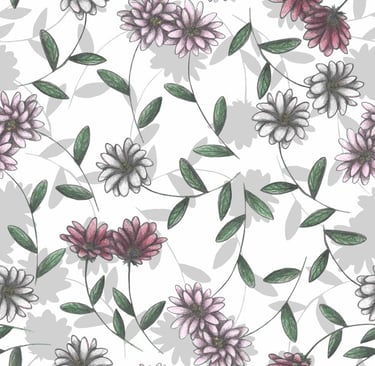 Hand-drawn pink floral pattern