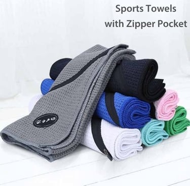 sport towel with zipped pocket on floor