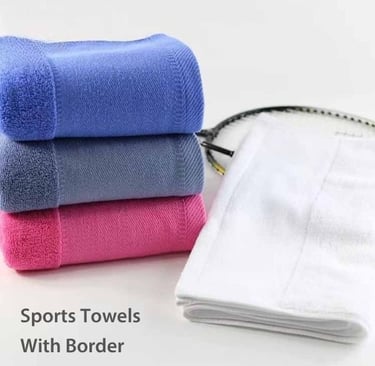 sports towel with border with a tennis racket
