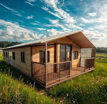 one story container home in the country