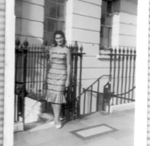 Mum outside our basement flat