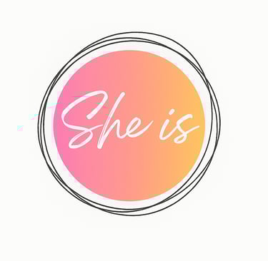 a picture of a woman's face with the words she is on it