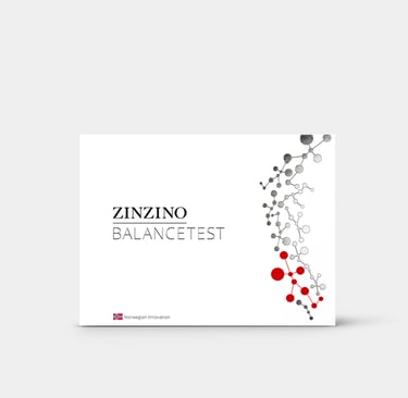 ein weißes Pärchen aus pappe von der Marke Zinzino mit Balance-Bluttest für omega 3 Inhalt