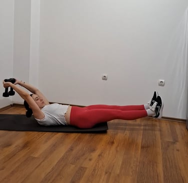 Harmony Fitness doing lower ab exercise- leg hold