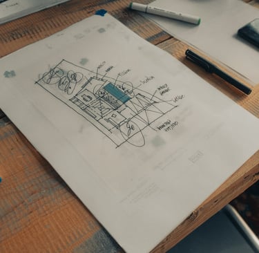 Dessin technique détaillé pour un projet de design d’intérieur sur-mesure par Wronska-Boutet