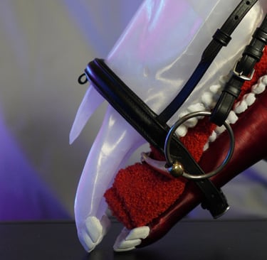 a horse's mouth with a toothbrush and a toothbrush