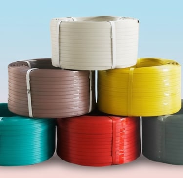 PP strap rolls displayed with color options