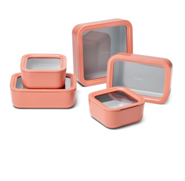 Caraway 13-piece glass food storage set with glass lids and cabinet organizers