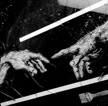 Broken Glass Art Davud and God