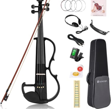 Violín Electrico 4/4 Tamaño Completo Violín Silencioso para Principiante Madera Maciza Kit de Violin