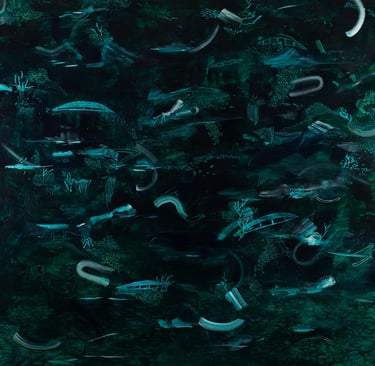 Ink and acrylic on canvas, 127cm x 127cm, 2020