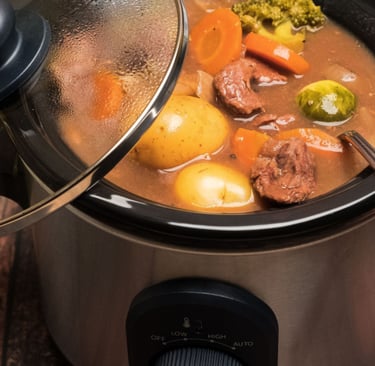 a potted potted with stew in a slow cooker