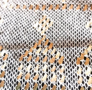 Shahravar's Vintage white and gold assuit fabric