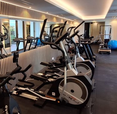 Modern, fully equipped gym at Villa El Rincon, Marbella.