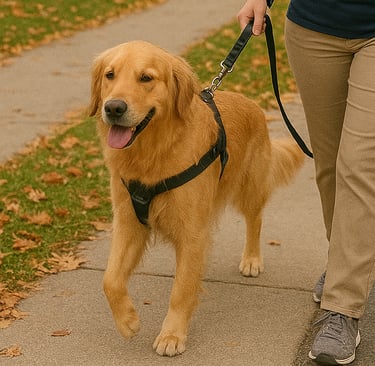 Safe one-on-one dog walk in Burlington neighborhood